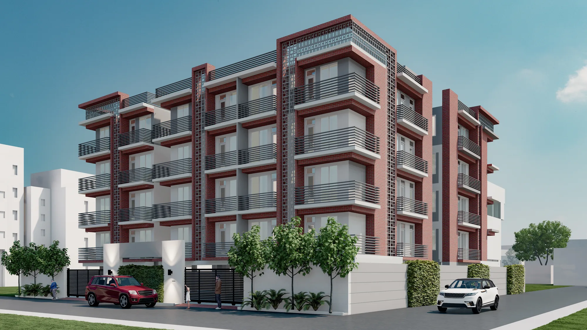 Modernist Brick Urban Residences (G+4 Stilt+4)