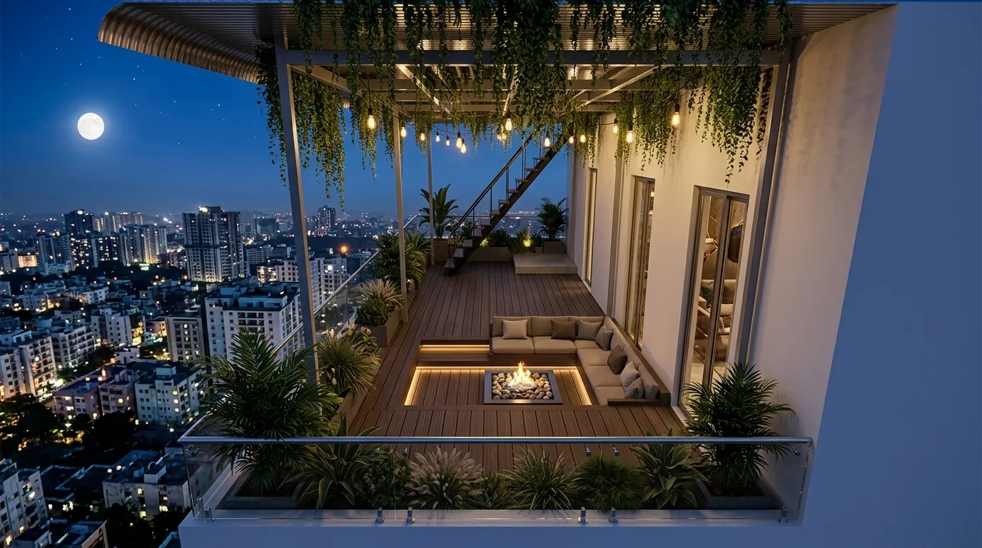 Penthouse Biophilic Skydeck & Terrace Pergola